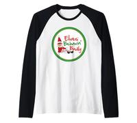 Elves Behavin' Badly Elfie Circle Badge Christmas Raglan Baseball Tee