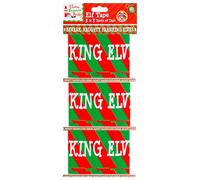 Festive Red, Green & White Elf Design Printed Tape - 2.74 m X 8 cm (Pack of 3) - Premium Quality & Eye-Catching Design - Perfect Crafts