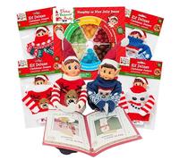 Elves Behaving Badly Elf Set - Bundle of 2x12'' Girls & Boy Soft Toy Christmas Elves, 2x Randomly Selected Jumpers, Jelly Beans Game & Pranking Ideas Book. Create Your Own Naughty Elf Situations