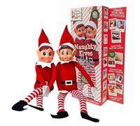 Elves Behaving Badly Elf Set - Set of 2 x 12'' Girls & Boy Soft Toy Christmas Elves. Create Your Own Naughty Elf Situations for Kids