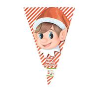 Elves Behaving Badly Triangular Bunting | Elf Design | 20 ft | White and Red | Pack of 2
