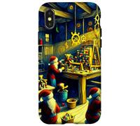 Elves in Santa's Workshop, Van Gogh Starry Night, Christmas Case for iPhone X/XS