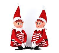 Elves Sitting Upon Shelves Festive Toy - Christmas Home Décor Accessory Naughty Elf (Pack of 2)