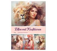 Elves with power animals. Magical beings of light UK-Version (Wall Calendar 2026 DIN A3 Portrait), CALVENDO 12 Month Wall Calendar