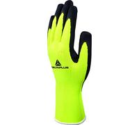 Elvex Delta Plus VV73310 Safety Gloves -Latex Foam Coated - Size Capacity, Volume, Polyester, 10, Flourescent Yellow