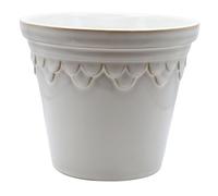 Elvida Interiors Ceramic Plant Pot with Scalloped Detail - Decorative Indoor & Outdoor Flower Planter for Succulents, Herbs & Houseplants - White - 15cm x 15cm x 16cm
