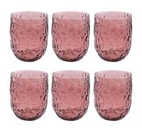 Elvida Interiors Crackle Style Low-Ball Glass Tumbler - Coloured Textured Short Drinking Glass - Decorative Whisky & Cocktail Glass (6, Purple)