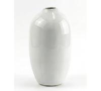 Elvida Interiors Glossy White Ceramic Elongated Bud Vase, Large 14 cm, Decorative Single Stem Vase for Shelf, Table and Bedroom