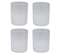 Elvida Interiors Hobnail Glass Tumblers - Embossed Beaded Drinking Glasses - Vintage Style Water & Cocktail Glass (4, Clear)