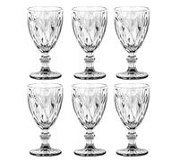 Elvida Interiors Wine Glass Embossed Vintage Goblets Alfresco Dining Glassware Layja Clear Set of 6