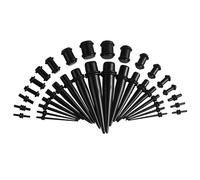 Elvielsl Ear Stretching Kit for Men Women, 14G-00G Acrylic Ear Tapers Plugs Silicone Flesh Tunnels Pincher Spiral Taper Plug Ear Stretcher Expander Body Piercing Jewelry Unisex (Black Set 1-36PCS)