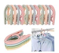 Elvielsl Folding Clothes Hangers, 12PCS Portable Travel Hangers Folding Plastic Clothes Coat Hanger Multifunction Travel Accessories for Home Travel Outdoor Camping, 4 Colors