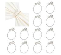 Elvielsl Napkin Ring Set, 6/12 Pcs Metal Napkin Buckle Holder Gold Silver Hollow Triangle Napkin Ring Holders for Christmas Wedding Birthday Party Table Decorations (Silver Pearl, 12 Piece)