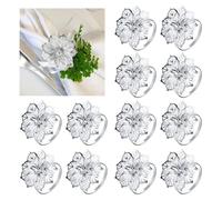 Elvielsl Napkin Ring Set, 6/12 Pcs Metal Napkin Buckle Holder Gold Silver Hollow Triangle Napkin Ring Holders for Christmas Wedding Birthday Party Table Decorations (Silver Flower, 10 Piece)