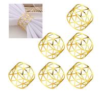 Elvielsl Napkin Ring Set, 6/12 Pcs Metal Napkin Buckle Holder Gold Silver Hollow Triangle Napkin Ring Holders for Christmas Wedding Birthday Party Table Decorations (Gold Triangle, 6 Piece)