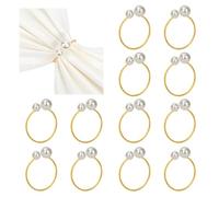 Elvielsl Napkin Ring Set, 6/12 Pcs Metal Napkin Buckle Holder Gold Silver Hollow Triangle Napkin Ring Holders for Christmas Wedding Birthday Party Table Decorations (Gold Pearl, 12 Piece)