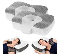 Elviros 2 Pack Cervical Memory Foam Neck Pillow for Side Sleeping, Orthopedic Pillows for Back and Stomach Sleepers, Adjustable Ergonomic Bed Pillow Pain Relief (Grey)