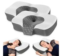 Elviros 2 Pack Cervical Memory Foam Neck Pillow for Side Sleeping, Orthopedic Pillows for Back and Stomach Sleepers, Adjustable Ergonomic Bed Pillow Pain Relief (White)