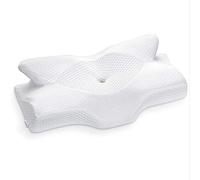 Elviros Cervical Curve Memory Foam Pillow Case Replaceable Pillow Cover (Pillowcase Only) (White, Pillowcase: 25.19 x 15.75 x 5.12/4.53 inches)