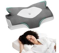 Elviros Cervical Memory Foam Pillow, Ergonomic Head and Neck Support Pillow for Side/Back/Stomach Sleepers with Removable Cover (DARK GREY)
