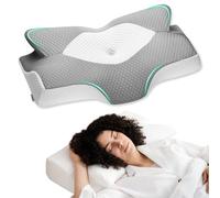Elviros Cervical Memory Foam Pillow, Ergonomic Head and Neck Support Pillow for Side/Back/Stomach Sleepers with Removable Cover (GREY)