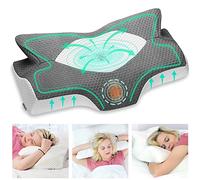 Elviros Cervical Memory Foam Pillow, Ergonomic Neck and Shoulder Support Pillow for Side/Back/Stomach Sleepers with Removable Cover (Dark Grey)