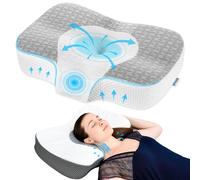 Elviros Cervical Neck Pillow for Neck and Shoulder Pain Relief, Orthopedic Ergonomic Memory Foam Pillows for Side, Back and Stomach Sleepers, Adjustable Height Bed Pillow for Sleeping, Grey-S