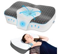 Elviros Cervical Neck Pillow for Neck and Shoulder Relief, Ergonomic Memory Foam Pillow for Side, Back and Stomach Sleepers, Adjustable Height Bed Pillow for Sleeping, Dark Grey-S