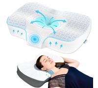Elviros Cervical Neck Pillow for Neck and Shoulder Relief, Ergonomic Memory Foam Pillow for Side, Back and Stomach Sleepers, Adjustable Height Bed Pillow for Sleeping, Blue-S