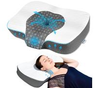 Elviros Cervical Neck Pillow for Neck and Shoulder Relief, Ergonomic Memory Foam Pillow for Side, Back and Stomach Sleepers, Adjustable Height Bed Pillow for Sleeping, White-S