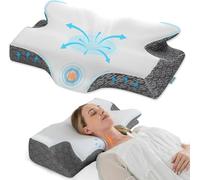 Elviros Cervical Neck Pillow for Neck and Shoulder Relief, Ergonomic Pillow for Side/Back/Stomach Sleepers, Memory Foam Butterfly Pillow for Sleeping with Cooling Breathable Cover