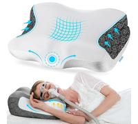 Elviros Cervical Neck Pillow for Neck Pain Relief, Memory Foam Pillow for Side, Back & Stomach Sleepers, Ergonomic Orthopedic Pillow for Users to Reduce Air Leaks and Mask Pressure