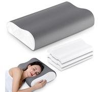 Elviros Memory Foam Cervical Pillow, Neck Pain Relief, 4 Adjustable Heights, Ergonomic Orthopedic Pillow for Side and Back Sleepers, With Cooling & Breathable Pillowcase
