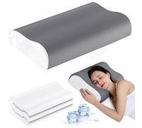 Elviros Memory Foam Cervical Pillow, Neck Support, 4 Adjustable Heights, Ergonomic Pillow for Side and Back Sleepers, with Cooling & Breathable Pillowcase