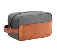 Elviros Travel Toiletry Bag for Men, Hanging Toiletries Bag Water Repellent Dopp Kit PU Leather Travel Wash Bag for Toiletries Accessories, Gift for Men (Grey)