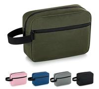 Elviros Travel Toiletry Bag for Women and Men, Lightweight Makeup Bag Hanging Dopp Kit with Shaving Compartment Cosmetic Organizer Small Tool Bag Travel Essentials, Army Green