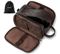 Elviros Water-Resistant PU Leather Toiletry Bag for Men, Women Large Travel Wash Bag Shaving Dopp Kit Bathroom Gym Toiletries Makeup Organizer (Dark Grey)