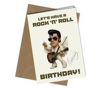 Elvis Autograph Birthday Card Signed A5 “Let's have a Rock 'n' roll Birthday!” - Music Fan Digitally Illustrated Printed on 350gm thick card No1864