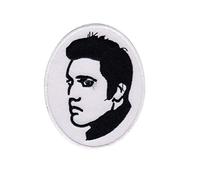 Elvis Black White Oval Patch Badge Embroidered Iron on Applique Souvenir Accessory