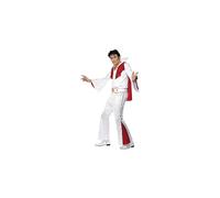 Elvis Costume, White & Red, With Shirt, Trousers, Cape & Belt - elvis costume mens fancy dress smiffys shirt trousers cape belt size colour white