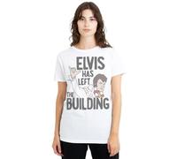 Elvis Has Left The Building Ladies T Shirt, White, Medium