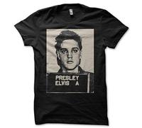 Elvis Mugshot Men's T-Shirt White/Black S-XXL (Small, Black)