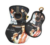 Elvis Pot Holder Oven Mitt Set Guitar 3 Images