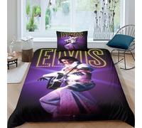 Elvis Presley 3D Printed Duvet Covers Bedding with Pillowcase 2 Pieces Hidden Zipper Quilt Covers for Childrens And Adults Bedroom Decor Comforter Cover Single（135x200cm）