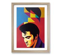 Elvis Presley Abstract Framed Wall Art Print A2 Oak