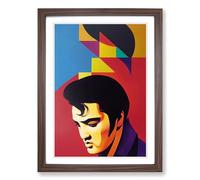 Elvis Presley Abstract Framed Wall Art Print, Ready to Hang Picture for Living Room Bedroom Home Office, Walnut A2 (48 x 66 cm)