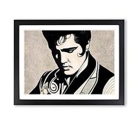 Elvis Presley Art Deco Framed Wall Art Print A2 Black