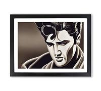 Elvis Presley Art Deco Vol.1 Framed Print | A4 Black Framed Wall Art | Ready to Hang | Art Deco Music Picture | Living Room Bedroom Lounge Office