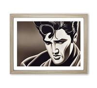 Elvis Presley Art Deco Vol.1 Framed Print | A4 Oak Framed Wall Art | Ready to Hang | Art Deco Music Picture | Living Room Bedroom Lounge Office