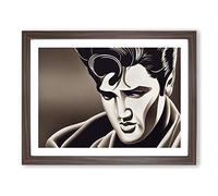 Elvis Presley Art Deco Vol.1 Framed Print | A4 Walnut Framed Wall Art | Ready to Hang | Art Deco Music Picture | Living Room Bedroom Lounge Office
